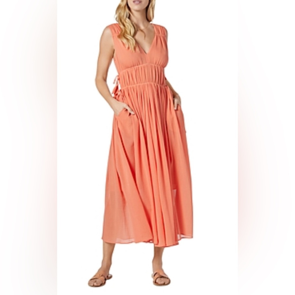 NWT💥Elegant Joie Coral Sleeveless 💯% cotton 
Midi/Maxi Dress, size XS